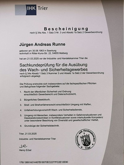 StaatlgeprüfterSicherheitsmitarbeiter§34aGewO